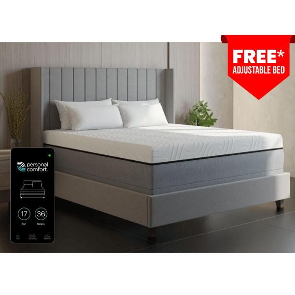 The Personal Comfort® R15 Mattress number bed allows you to adjust your level of comfort and has copper-infused memory foam. 