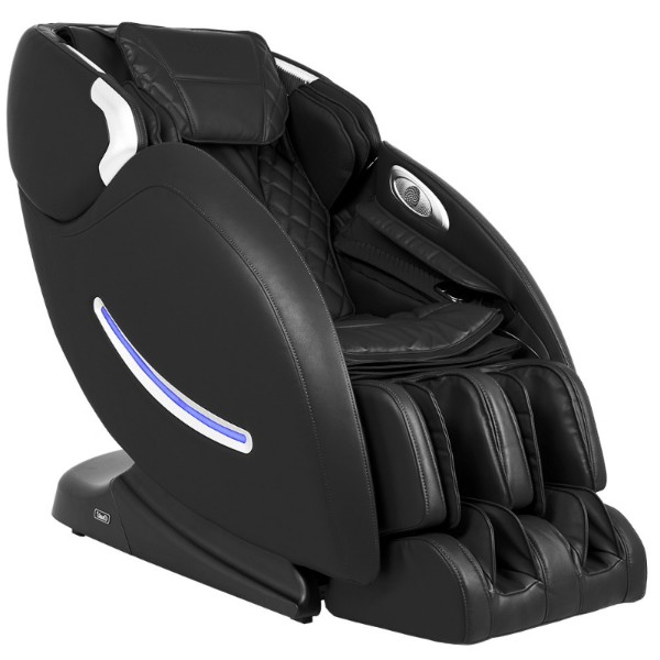 The Osaki OS-4000XT massage chair has 2D rollers for therapeutic massage, an L-Track system, and is available in sleek black.