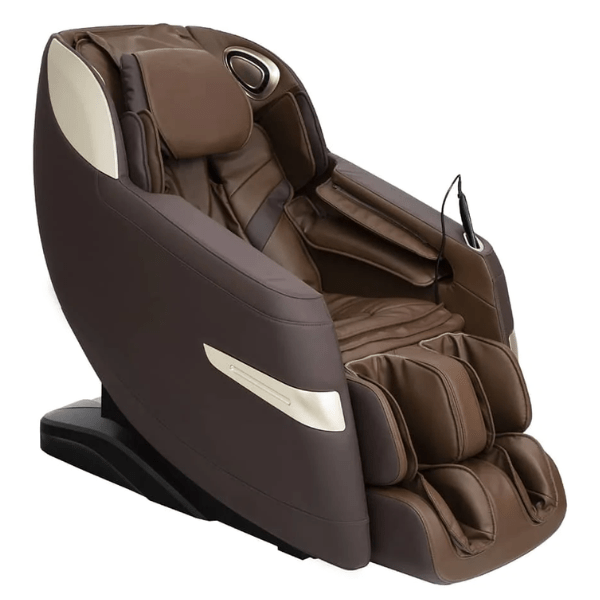 The Titan Quantum Massage Chair uses 3D rollers to deliver full-body deep-tissue massage and is available in sleek brown.