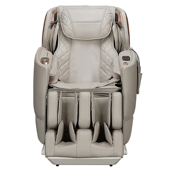 The Titan Pandora Massage Chair uses therapeutic 2D rollers for full-body massage and comes in 3 colors including taupe. 